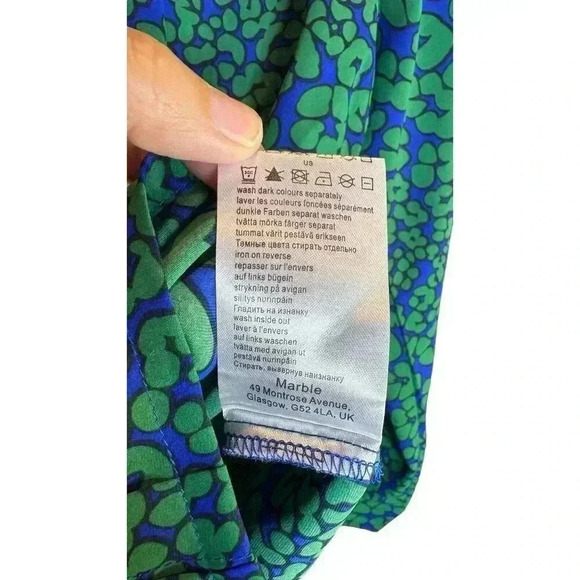 MARBLE Blue And Green Button Down Blouse Size Small - Picture 7 of 11